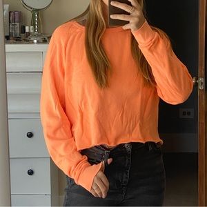 Orange Raw Hem Longsleeve Crewneck